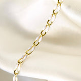 Gold Enamel Chain in White