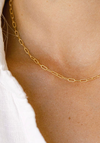 Gold chain necklace close-up