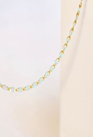 Gold and aquamarine beaded necklace