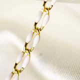 Gold Enamel Chain in White