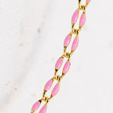 Gold Enamel Chain in Pink