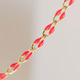 Gold Enamel Chain in Fuchsia