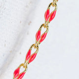 Gold Enamel Chain in Fuchsia