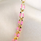 Gold Enamel Chain in Pink