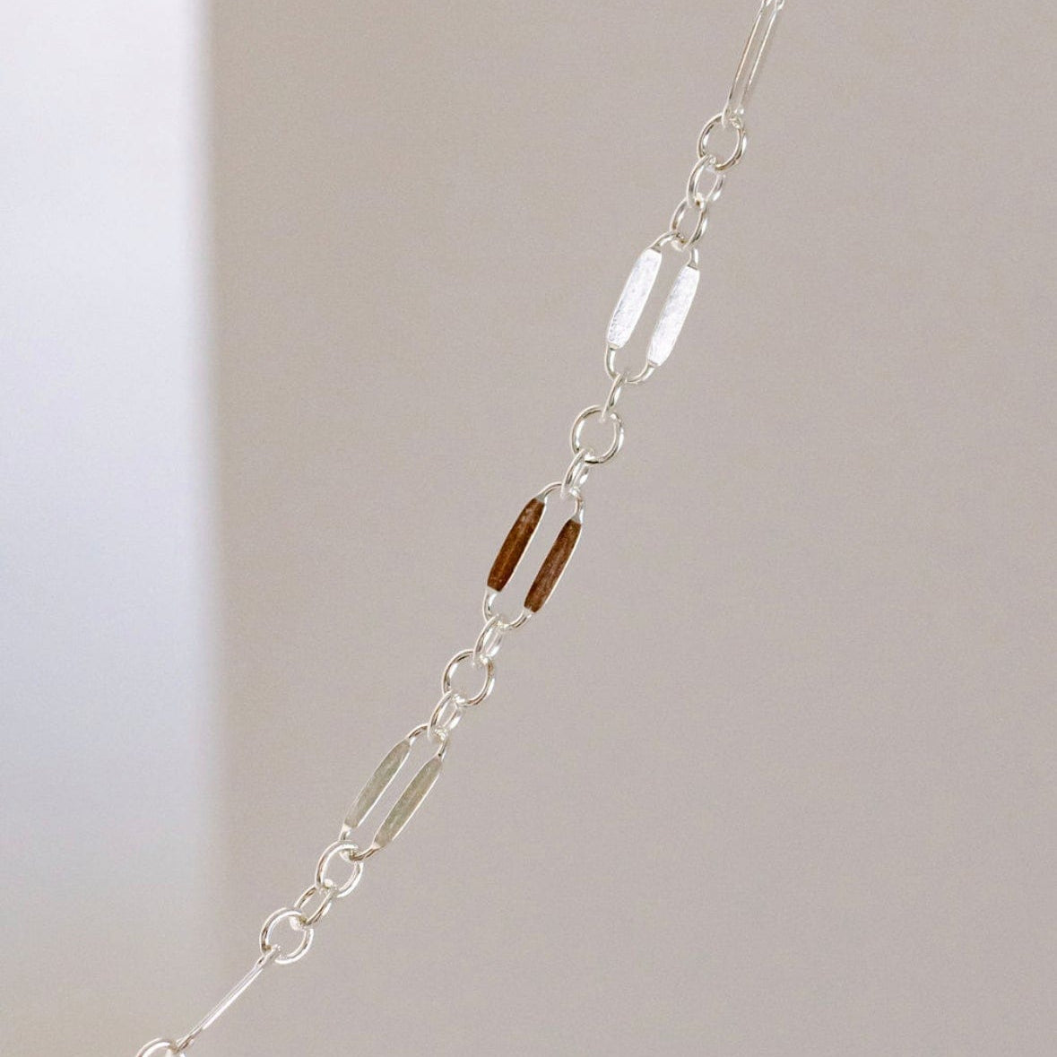 Silver chain necklace with unique link detail