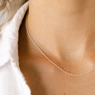 Delicate chain necklace on neck
