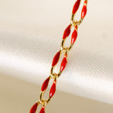 Gold Enamel Chain in Red