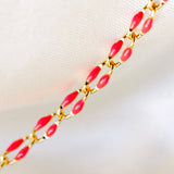 Gold Enamel Chain in Fuchsia