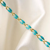 Gold Enamel Chain in Teal