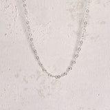 Flattened Textured Oval Chain - Sterling Silver