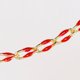 Gold Enamel Chain in Red