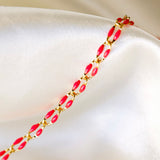 Gold Enamel Chain in Fuchsia