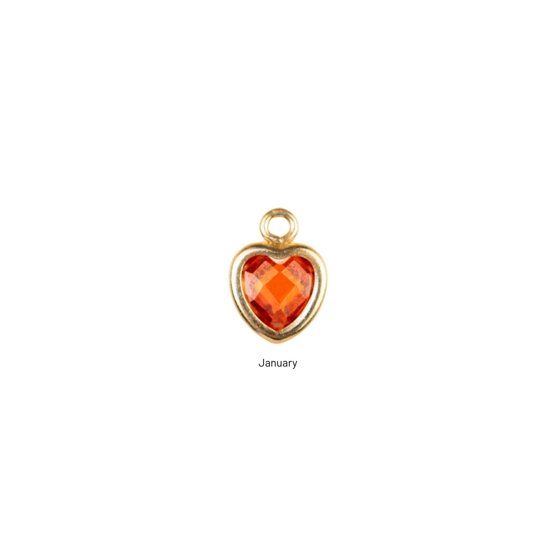 Heart Dangle Charm - Birth Stone - Gold Filled