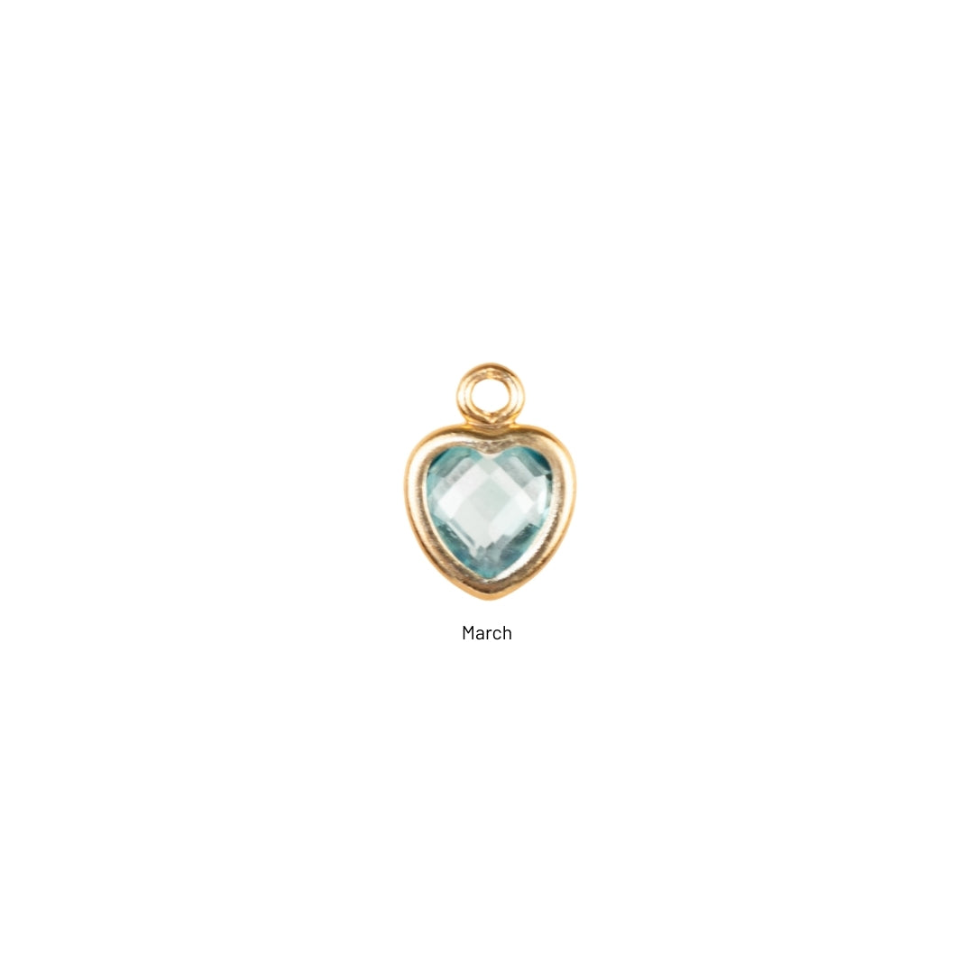 Heart Dangle Charm - Birth Stone - Gold Filled