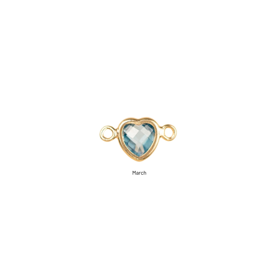 Heart Connector Charm- Birthstone - Gold Filled