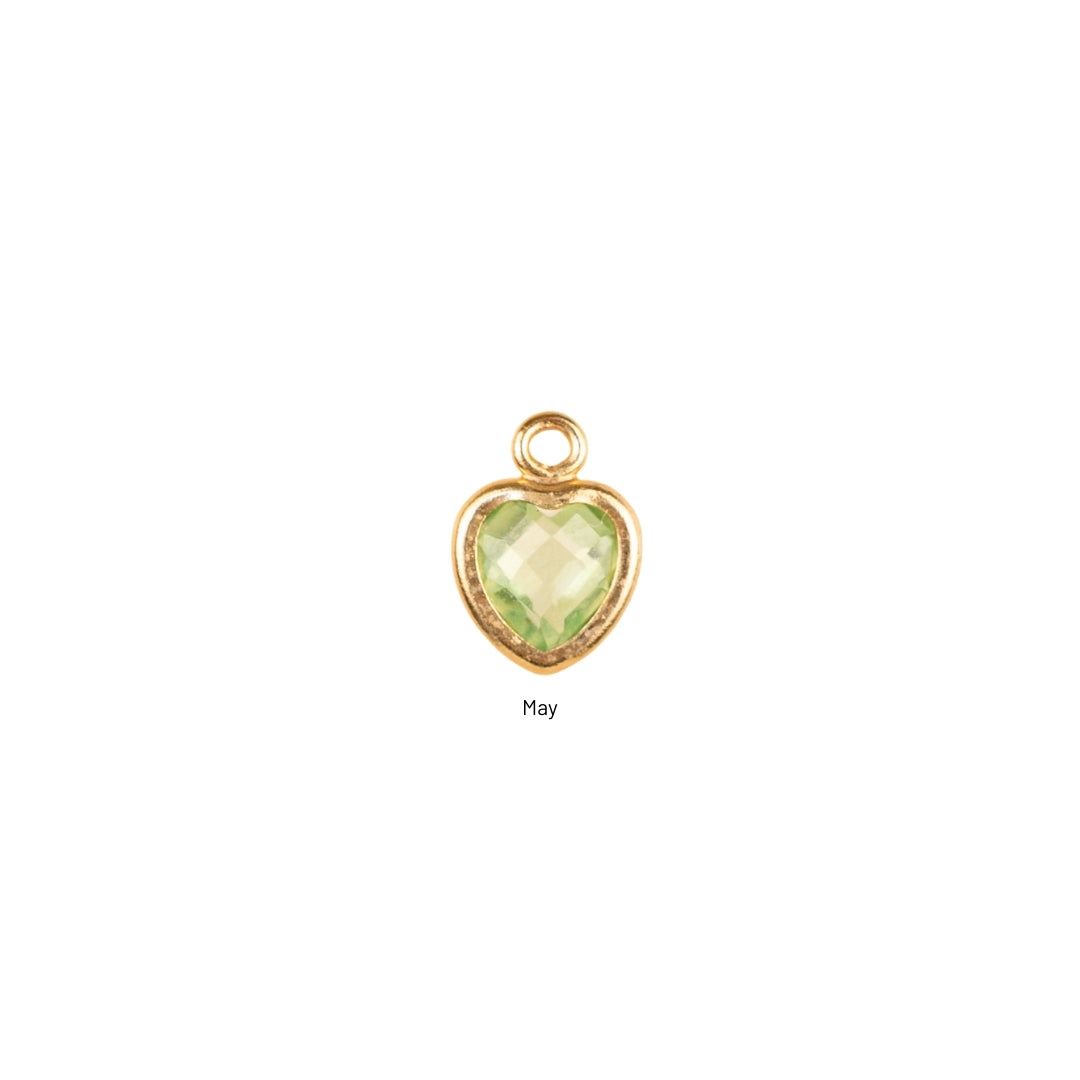 Heart Dangle Charm - Birth Stone - Gold Filled