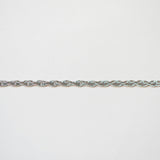 Silver braided chain on a white background