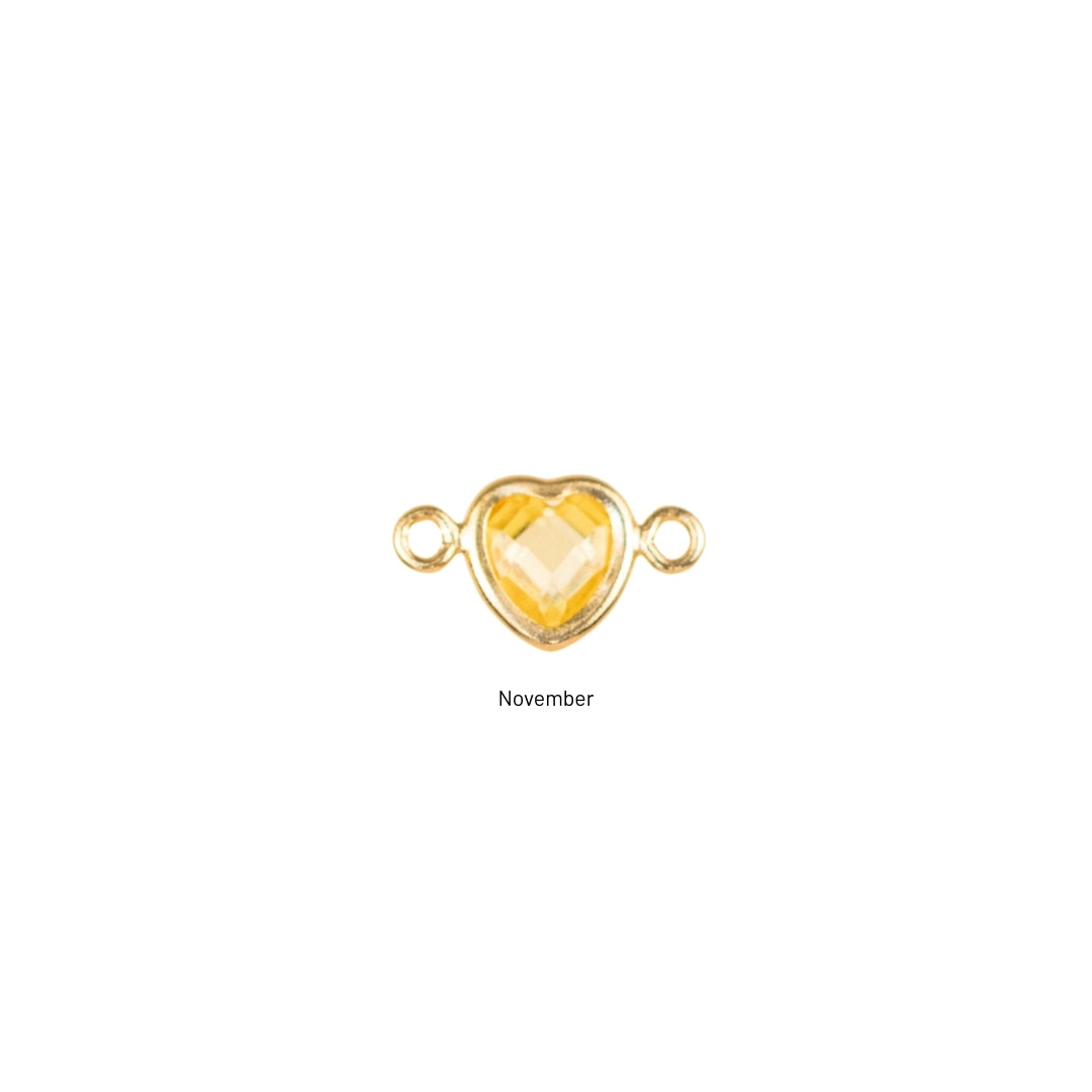 Heart Connector Charm- Birthstone - Gold Filled