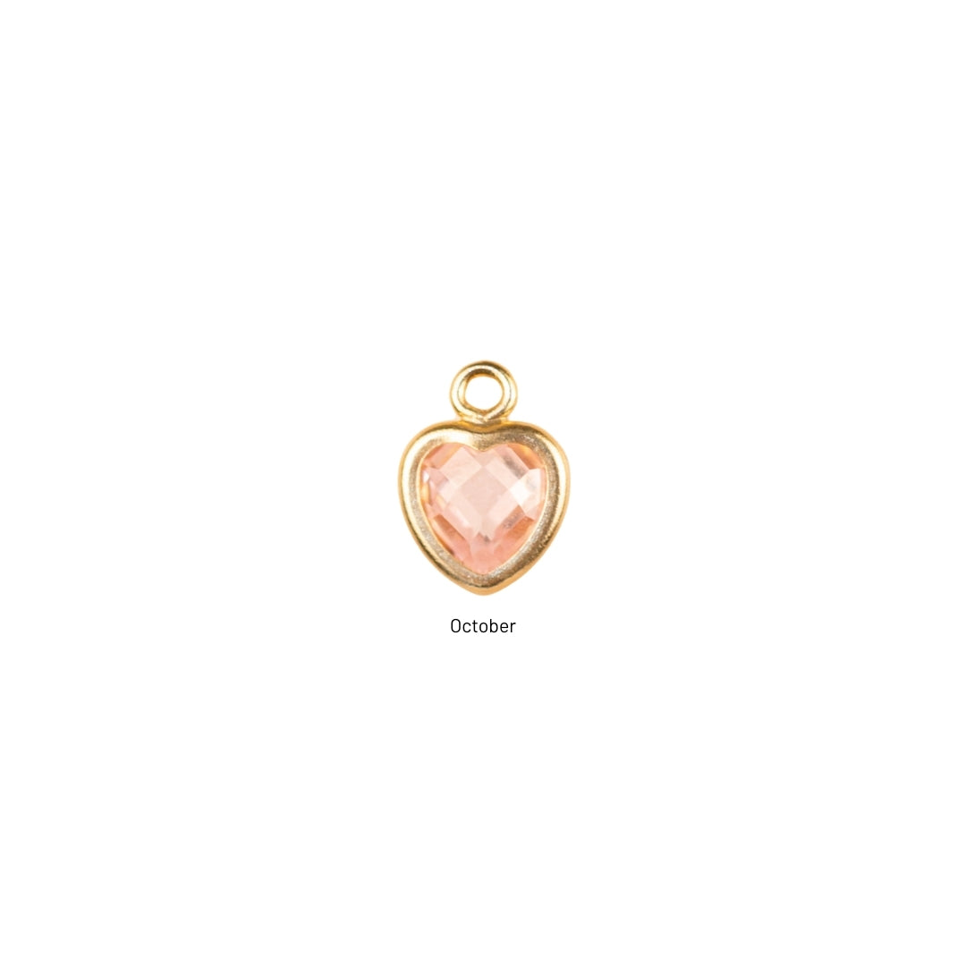 Heart Dangle Charm - Birth Stone - Gold Filled
