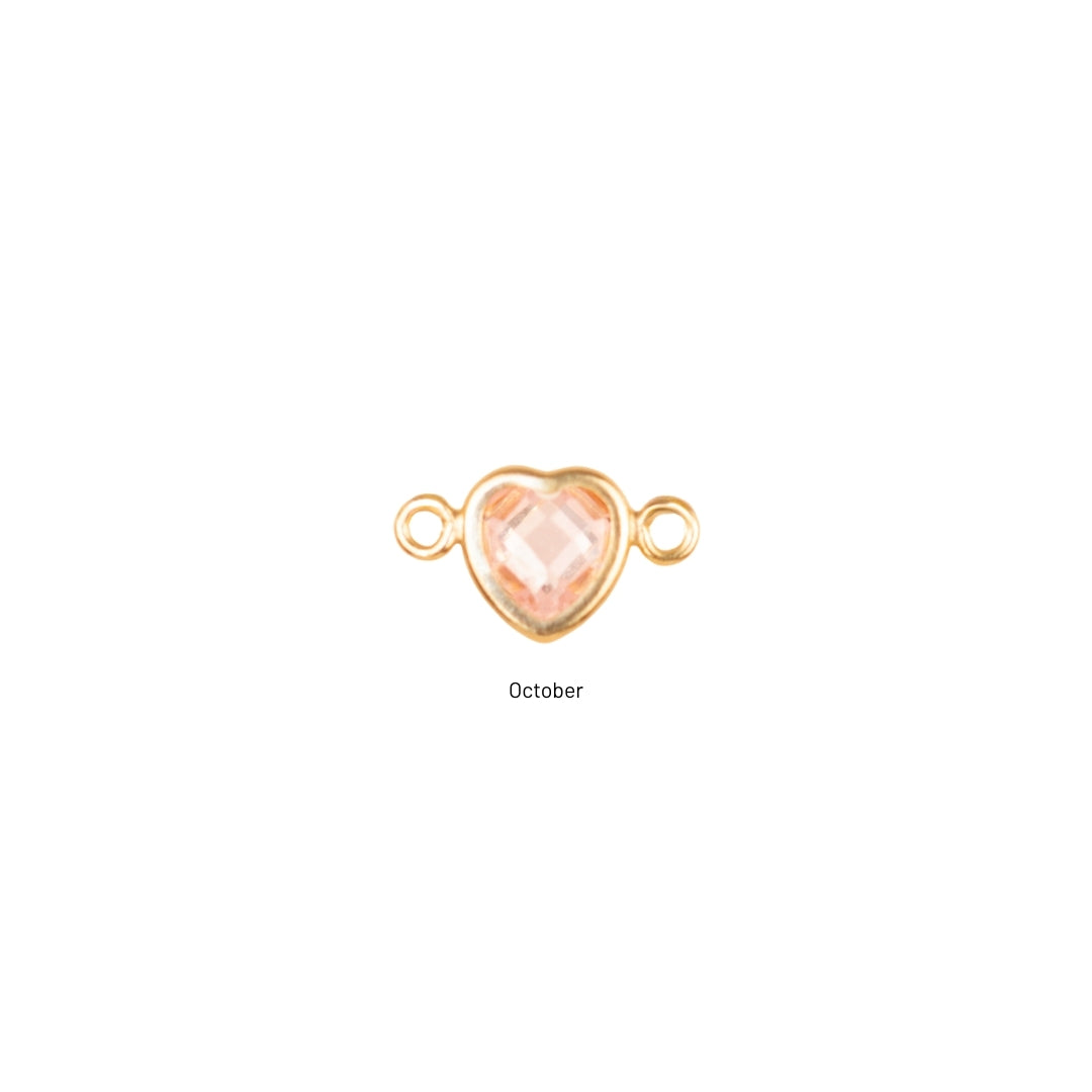 Heart Connector Charm- Birthstone - Gold Filled