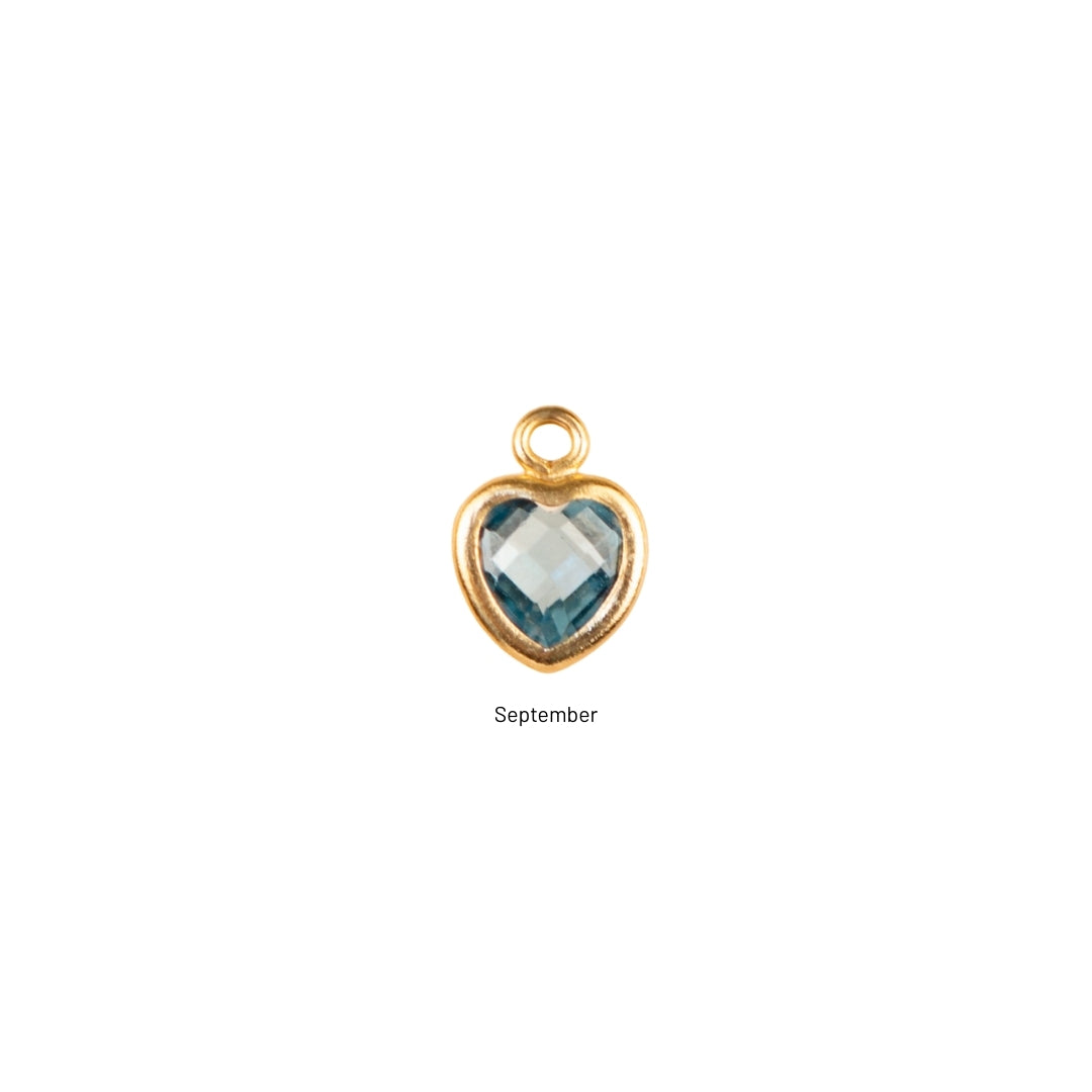 Heart Dangle Charm - Birth Stone - Gold Filled