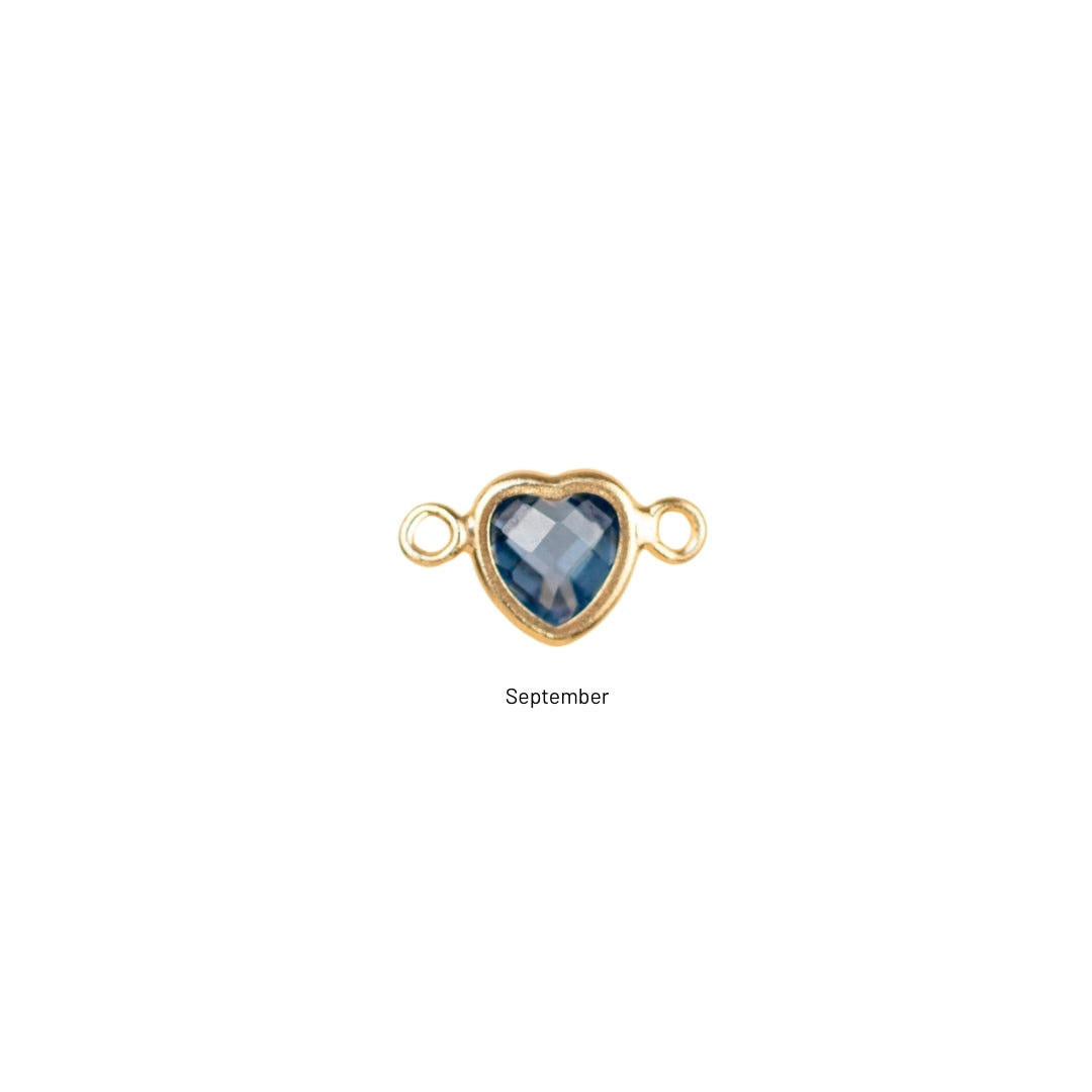 Heart Connector Charm- Birthstone - Gold Filled